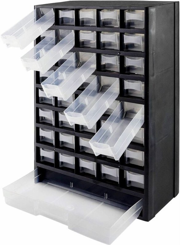 Dema - Sortimentskasten Kleinteilemagazin 41 Fächer Schubladen Kleinteile Sortierkasten
