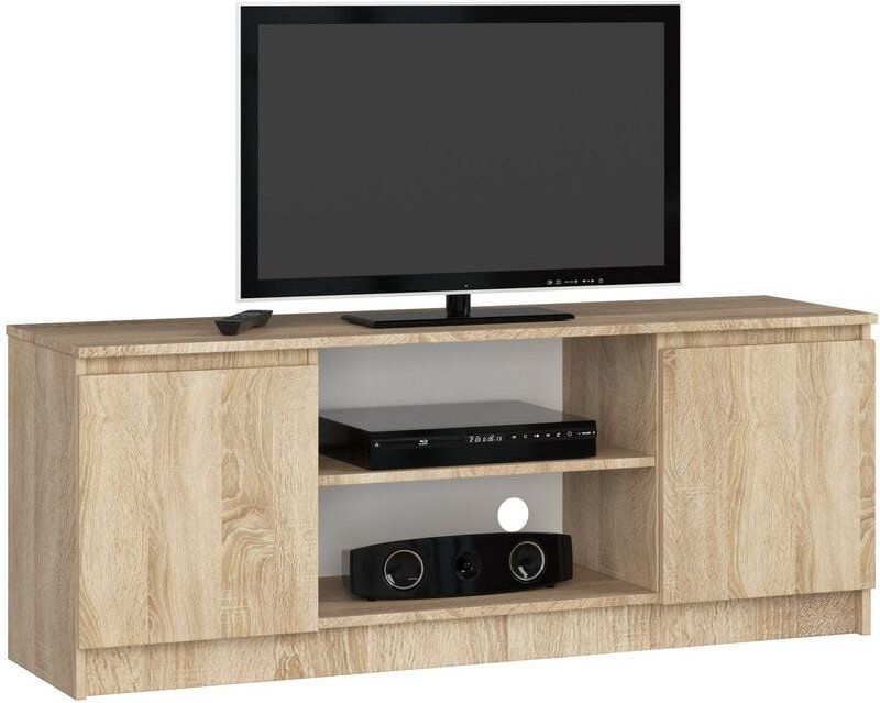 Thumbnail - Tv Schrank Akord Fernsehkommode 140 cm Sonoma-Eiche 2 Türen 2 Ebenen B140 x H55 x T40 cm