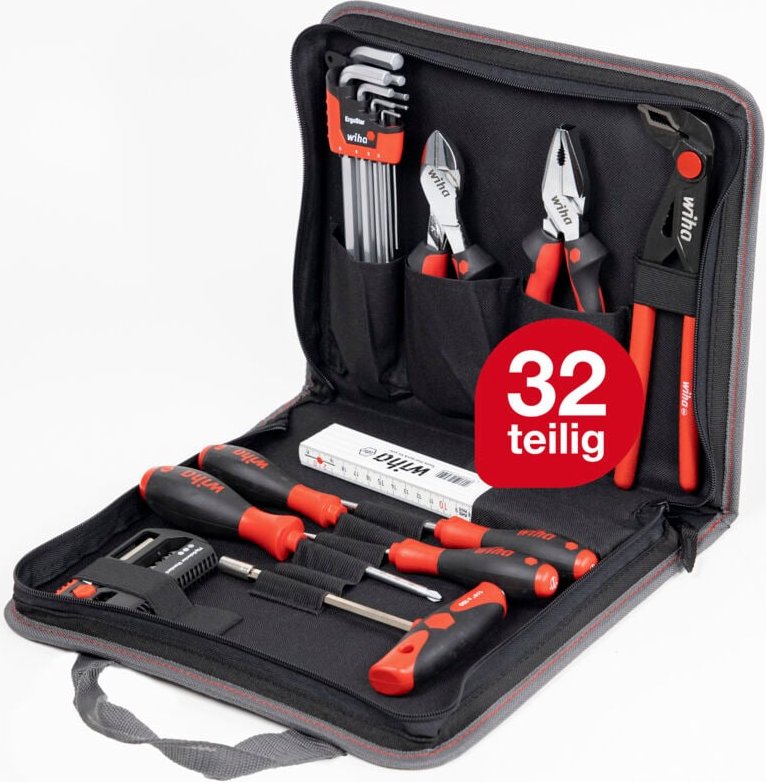 Wiha - Werkzeug Set Mechaniker gemischt 32-tlg. inkl. Werkzeugmappe i kompakte Grundausstattung inkl. Tasche i robust un...