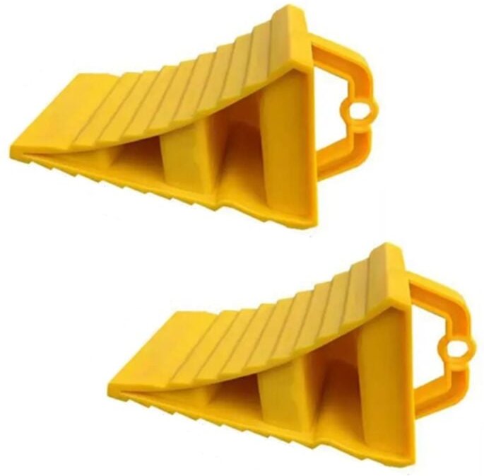 2er-Pack Tragbarer Unterlegkeil mit Griffen für Fahrzeug-, Auto- und -, Rutschfeste Kunststoffbasis, Reifenstützpolster