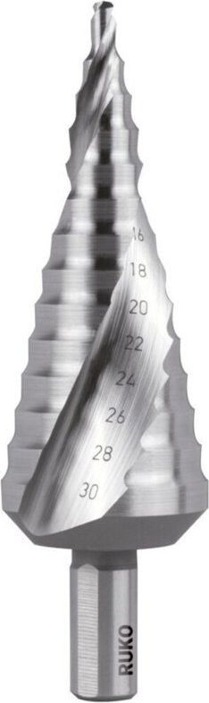 101052E Stufenbohrer 4 - 30 mm hss Gesamtlänge 100 mm 3-Flächenschaft 1 St. - Ruko