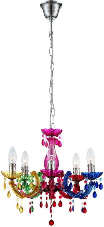 Kronleuchter Hänge Leuchte Decken Pendel Lampe Ess Zimmer Beleuchtung Luster bunt Globo 63118-5