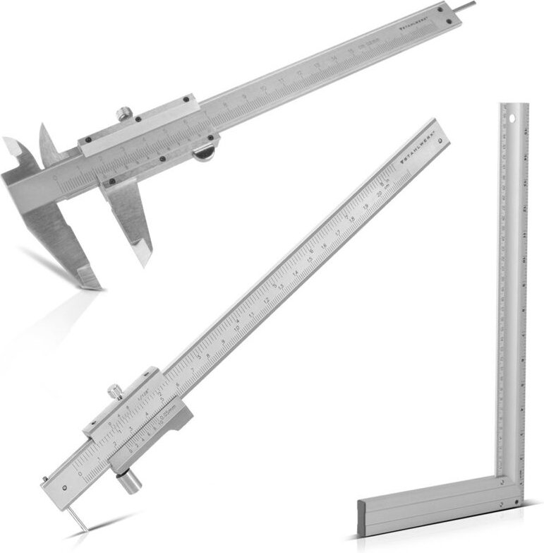 STAHLWERK Werkzeugset 2 x Messschieber 1 x Anschlagwinkel 400mm