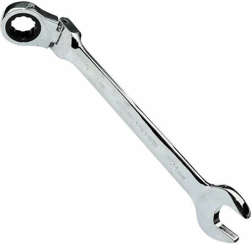 24 mm Maul-Ringmaulschlüssel – bis 24 mm Ratschenschlüssel mit flexiblem Kopf – 12-Punkt-Ring/Öse – nicht umkehrbar/metr...