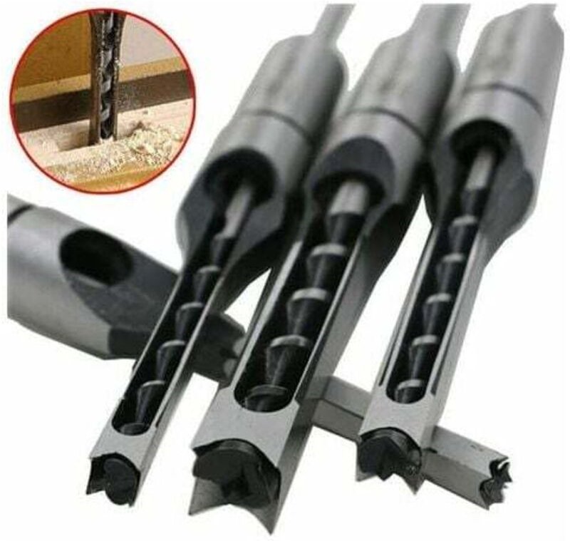 YMYNY 4-teiliges Vierkantlochbohrer-Set, Holzbearbeitungs-Vierkantlochbohrer, Vierkantlochbohren, Stemmmeißel