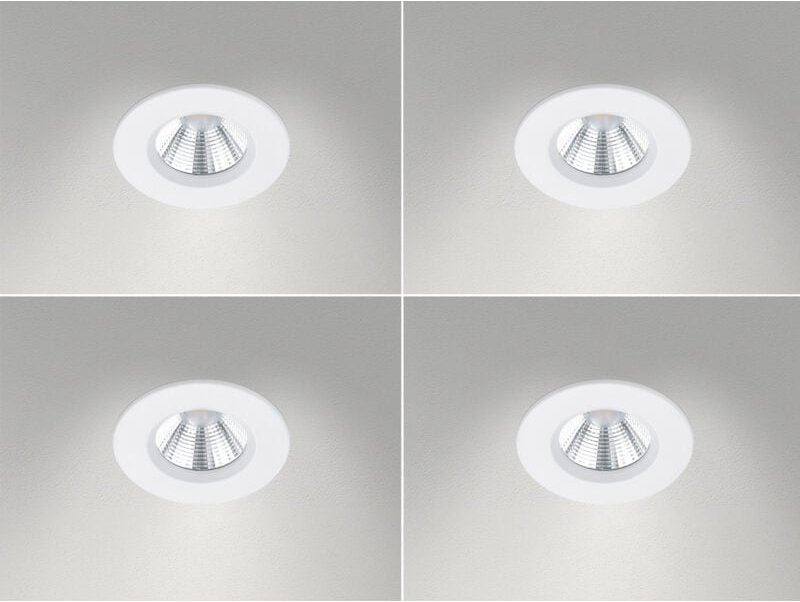 Thumbnail - 4er SET IP65 LED Deckeneinbaustrahler Weiß rund, dimmbar, Ø 8,5cm