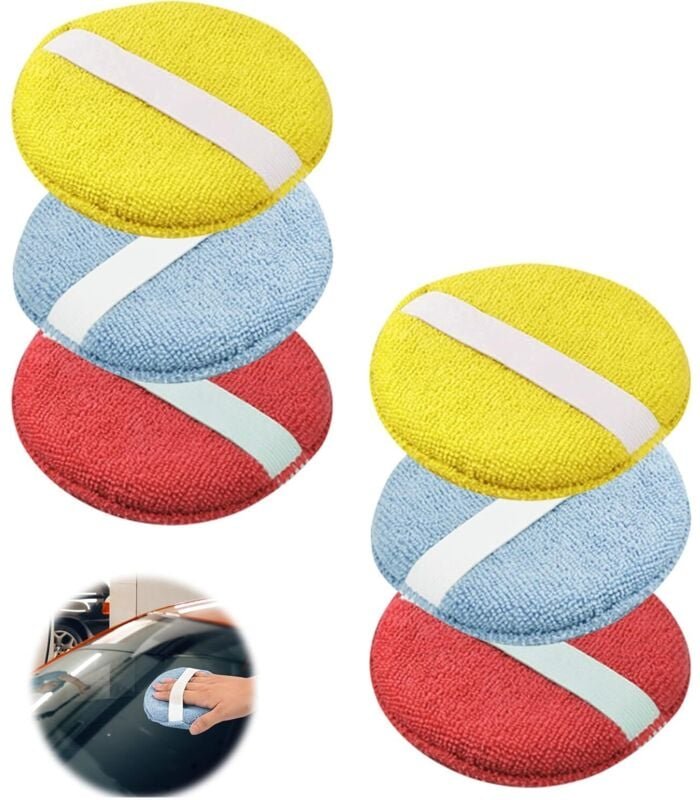 6 Stück Mikrofaser-Handpolierschwamm, Autopolierschwamm, Auto-Applikatorpad, Polierpad, für Wachse, Lacke, Lackreiniger,...
