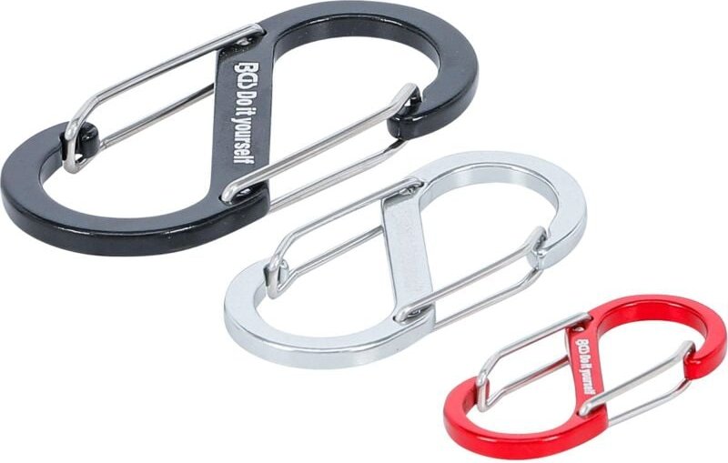 Karabinerhaken-Sortiment mit Doppelöffnung Aluminium 3-tlg.