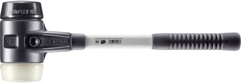 SIMPLEX-Schonhammer, Gummikomposition / Nylon mit verstärktem Tempergussgehäuse und Fiberglasstiel D=80 mm 3728.080