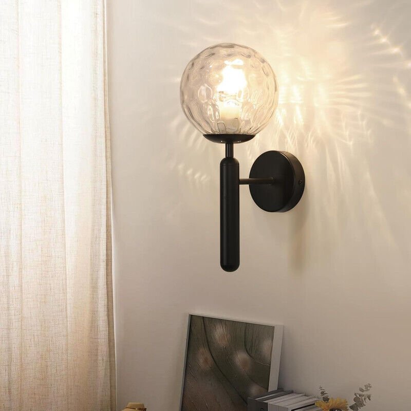 COMELY Wandleuchte Kristallkugel - Schwarz, E27