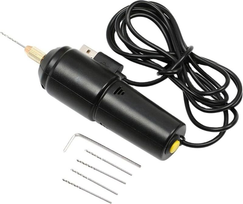 Thumbnail - Mini-Bohrmaschinen, tragbare 5-V-USB-Bohrmaschine, Multifunktions-Bohrmaschine mit rotierenden Werkzeugen, mit 5 Bohrern...