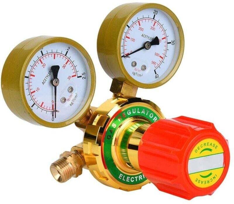 Acetylen-Gasregler, Schweißgasregler, Acetylen-Druckmesser für Gasbrenner, Schneidsatz G5/8 CGA580 (5/8 Acetylen-Auslass...