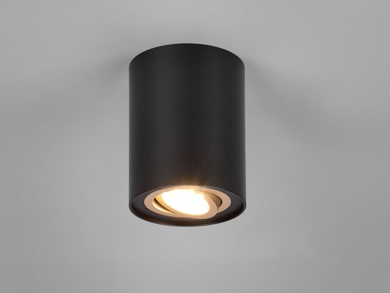 Deckenstrahler cookie Schwarz-Gold mit schwenkbarem GU10 Spot, ø 9,6cm