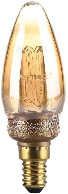 Thumbnail - V-tac - E14 2W LED-Glühbirne, Kerzenfaden, Bernsteinfarben, 1800K