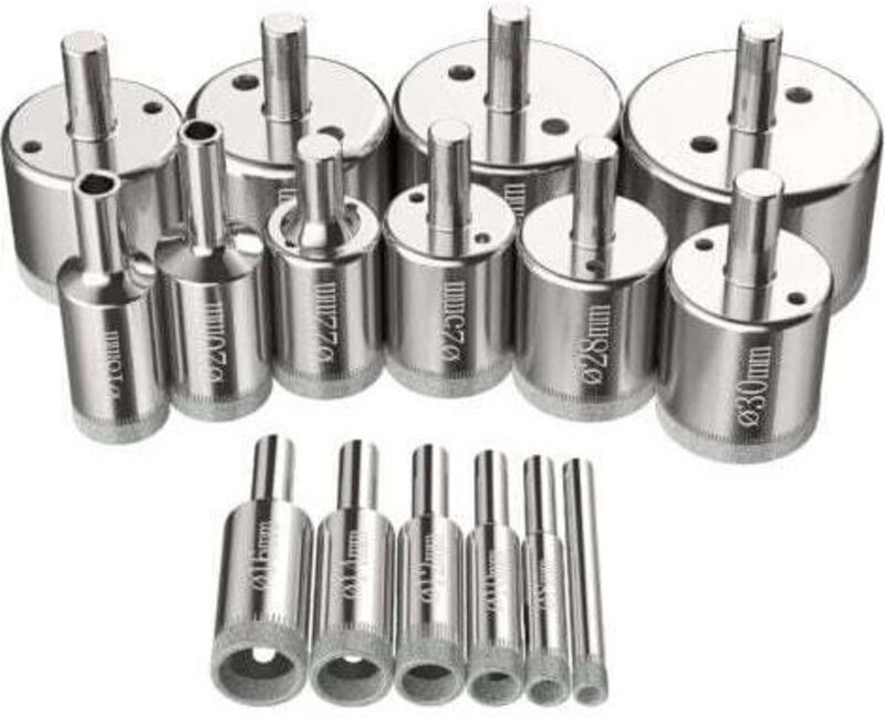 LaBlanc – 16-teiliges Lochsägen-Set, Diamantbohrer 6–50 mm, Glasbohrwerkzeug-Set für Kohlenstoffstahl, Glas, Keramik, Po...