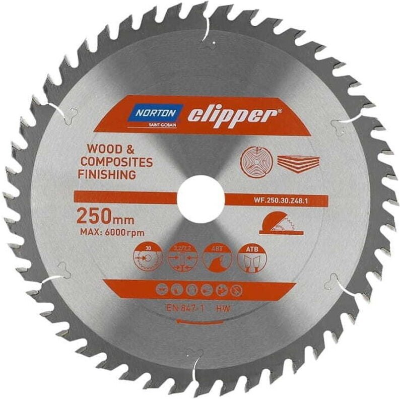 Thumbnail - NORTON KREISSÄGE 250 mm x 30 mm x 48z HOLZ & VERBUNDWERKSTOFFE ATB (3,2 / 2,2)