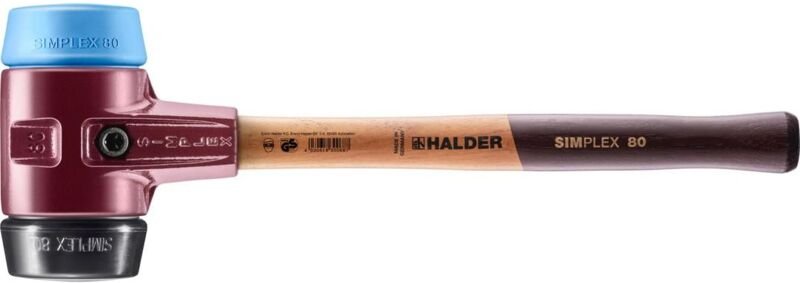 SIMPLEX-Schonhammer, TPE-soft / Gummikomposition mit Tempergussgehäuse und hochwertigem Holzstiel D=80 mm 3012.080