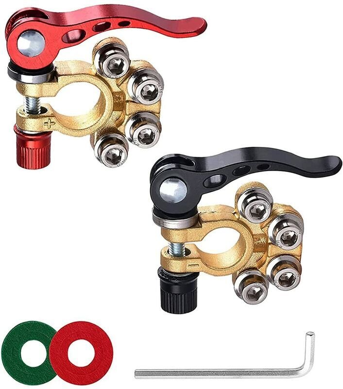 Ymyny - Batterieklemme, 2 Stück Batterieklemme, Pluspol und Minuspol Autobatterie, Batterieklemmen mit Inbusschlüssel, B...