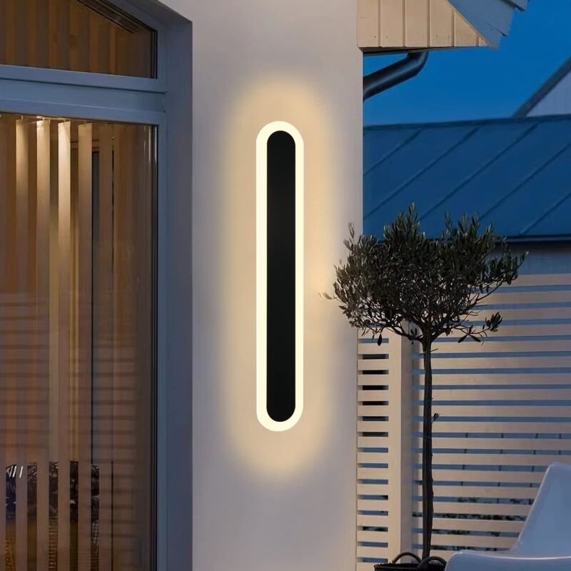 Thumbnail - Led Wandleuchte Aussen Wandlampe: 50cm Villa Außenwandleuchte Schwarz Lang Außenlampe IP65 Wasserdicht Modern Außenleuch...