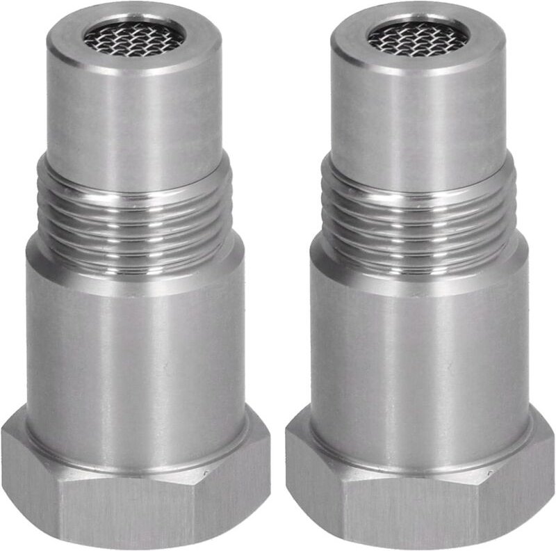 Aougo - 2 Stück Sauerstoffsensor-Adapter, Sauerstoffsensor-Adapter, Hilfsmotor-Schweißsockel mit Filter, Autoteile, M18 ...