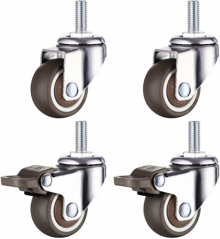 Robuste Gummi-Lenkrolle mit M10-Gewindeschaft für Handwagen, Arbeitstische, Möbelräder, 2 Zoll, Gewindedurchmesser: 10 m...