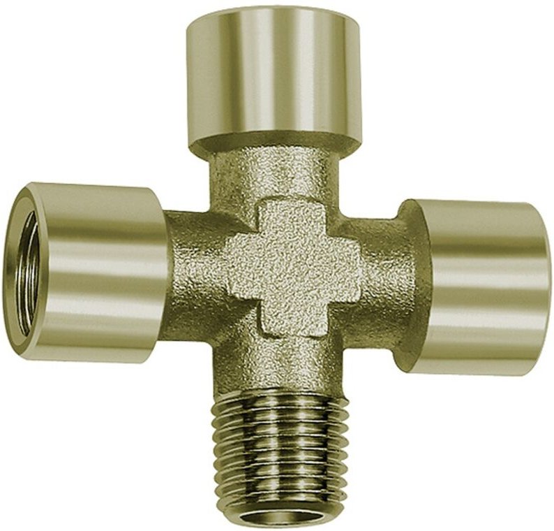 Kreuzstück, 3 x innen, 1 x außen, g/r 1/2, sw 21, Messing vern. - Riegler