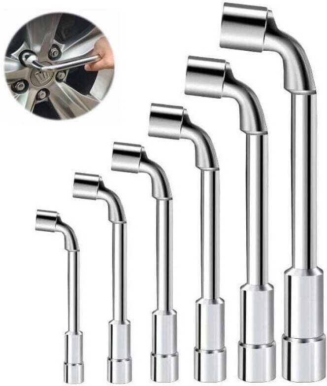 6 Stück L-förmige Maulrohrzangen 7/8/9/10/11/12 mm, L-förmige Rohrmuffe, perforierter Winkel, Autoreparaturwerkzeug, für...