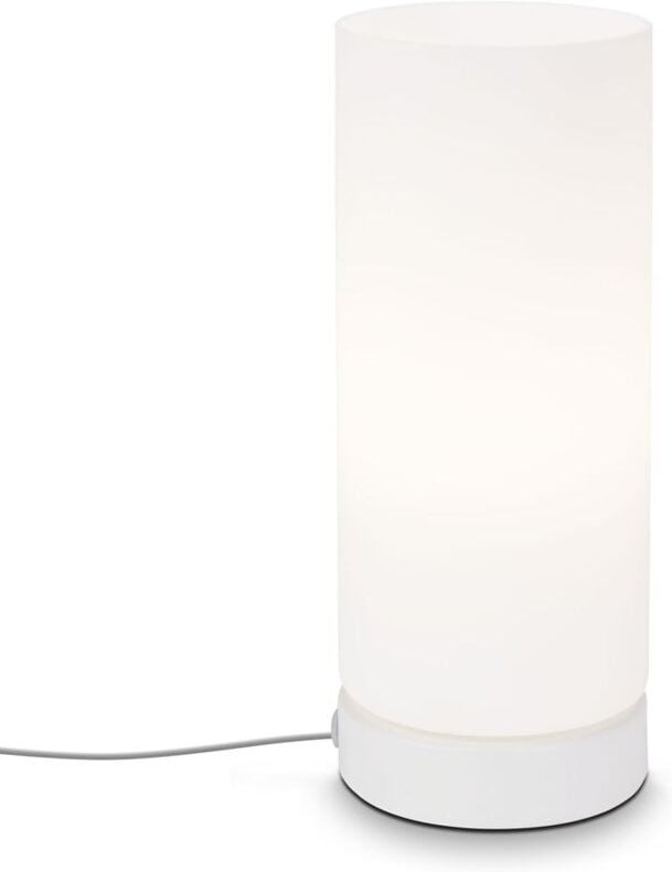 Tischleuchte Tischlampe Kabelschalter 1xE14 40W weiß Glas-Metall Brilo ner