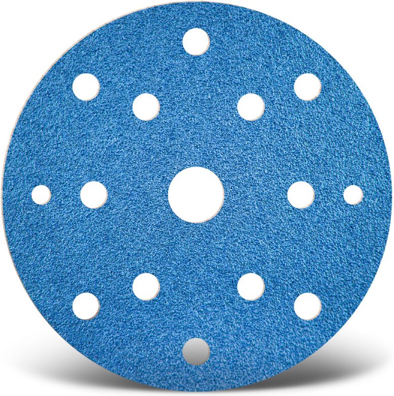 Blue Klett-Schleifscheiben, 150 mm, 15-Loch, f. Exzenterschleifer, Zirkonkorund (25 Stk.) K120 - Menzer