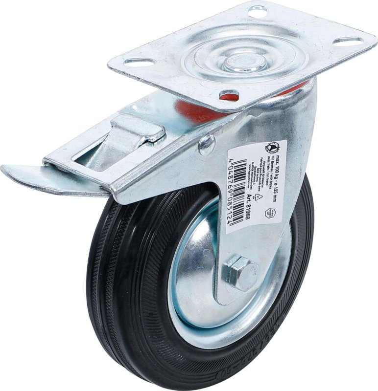 Lenkrolle mit Bremse mit Anschraubsockel ø 125 mm