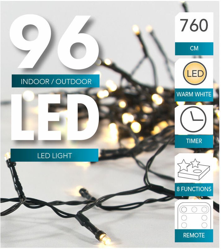 HIT - 1.01 led Lichterkette 96 led - 800 cm / Timer / Fernbedienung
