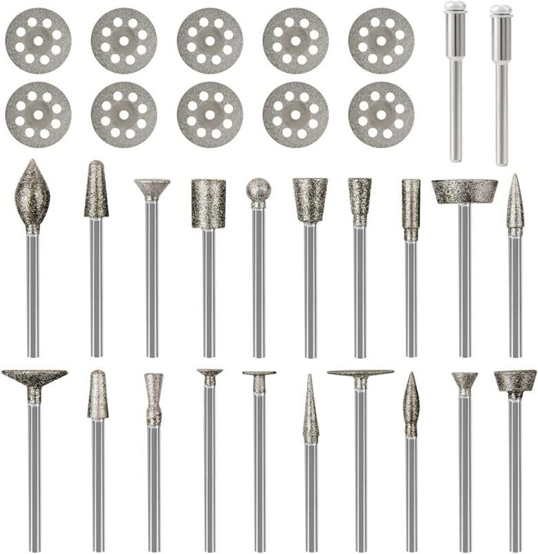 Diamant-Frässtift-Set für Dremel, 1/8 Zoll Stabschleifer, Schnitzfräser, Metallgravierer-Set – 32-teiliges Set