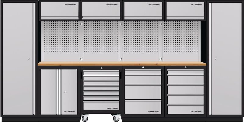Mobilio 6er Komplett-Kombi mit Lochwand, Buche Multiplex