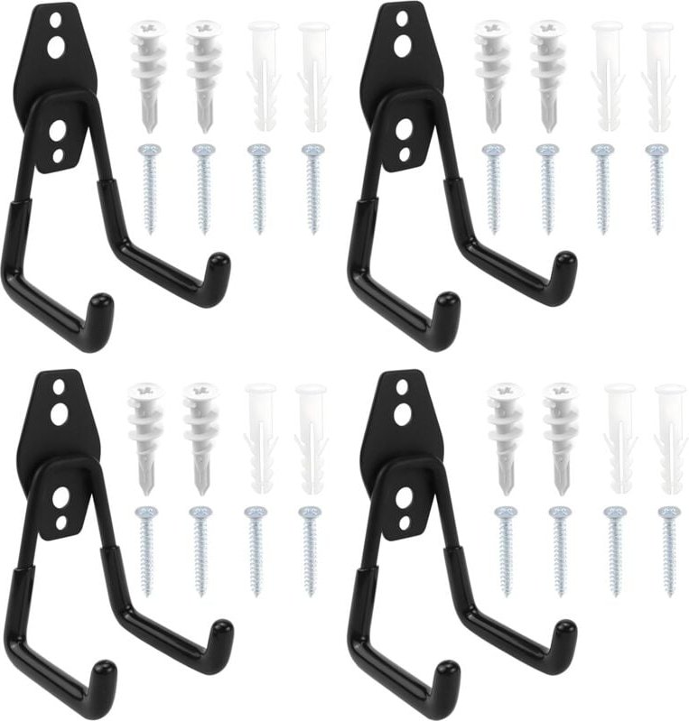 Garagen-Wandhaken im Set – strapazierfähig – klein (68 mm) – mittel (130 mm) – groß (188 mm) – robuste Aufbewahrungshake...