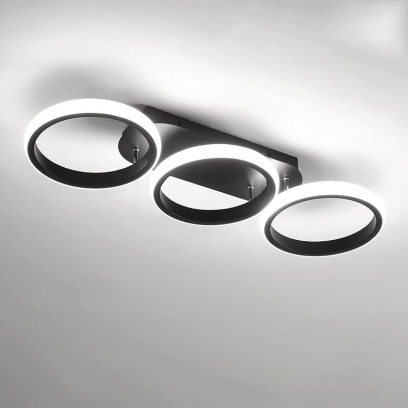 GOECO LED-Deckenleuchte, 3 quadratische Deckenpaneele, moderne schwarze Deckenbeleuchtung, geeignet für Flure, Eingänge,...