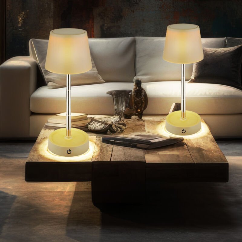Globo Lighting - led Tischlampe Touchdimmer Akku Tischleuchte höhenverstellbar Nachttischlampe sandfarben, DxH 10,5 x 28...