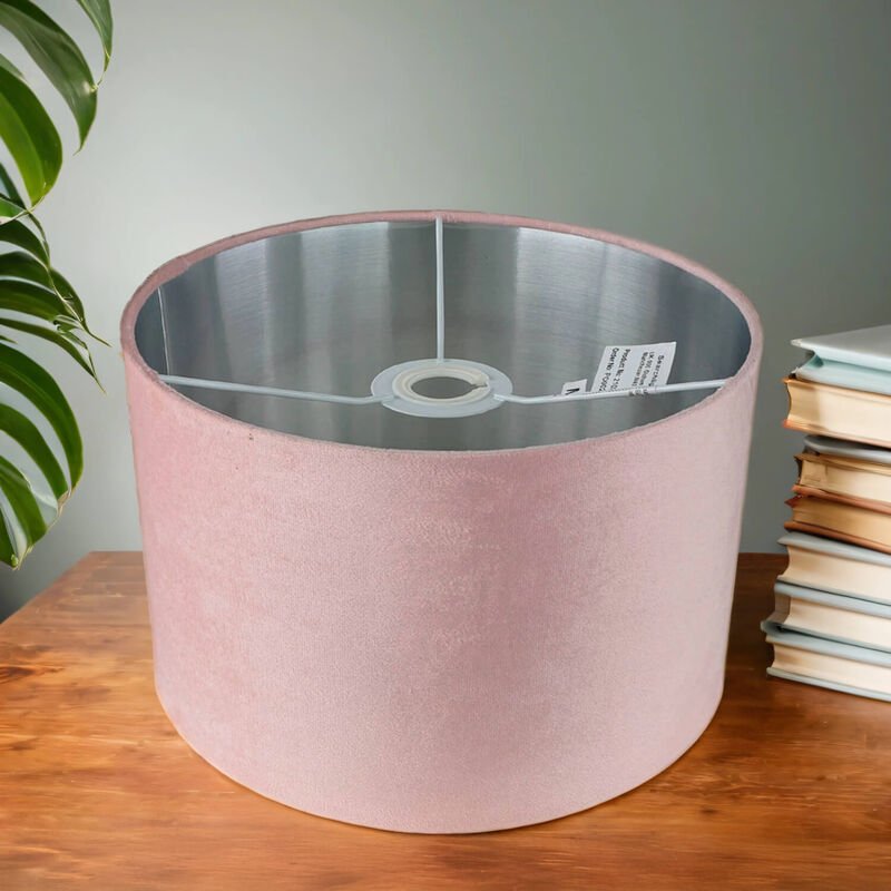 Lampenschirm für Hängeleuchten Stoff rund ø 28 cm in Pink Silber gebürstet Modern Glasschirm