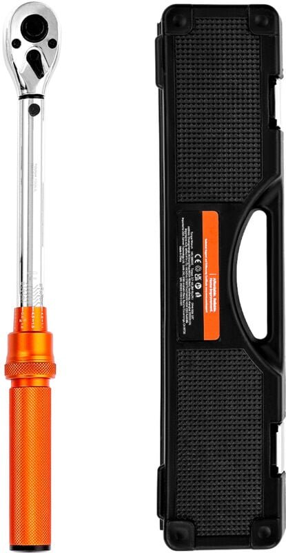 Klick-Drehmomentschlüssel, 3/8 Zoll Antrieb 5-60 N.m, Zweiwege-Schlüssel mit Stecknüssen & Verlängerung & Bohrer, 72 Zäh...