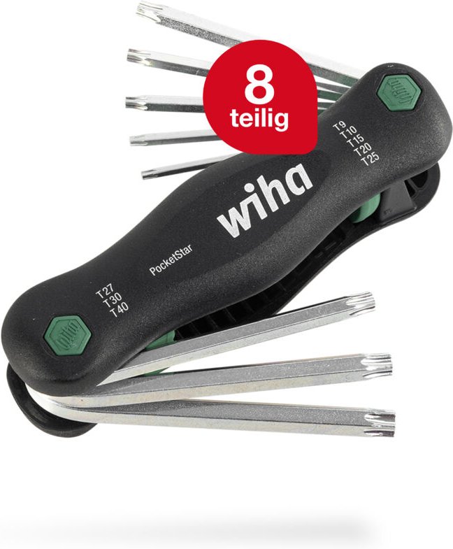 Multitool PocketStar® torx 8-tlg., per Tastendruck schneller Zugriff, als Längs- und Quergriff einsetzbar, all-in-one We...