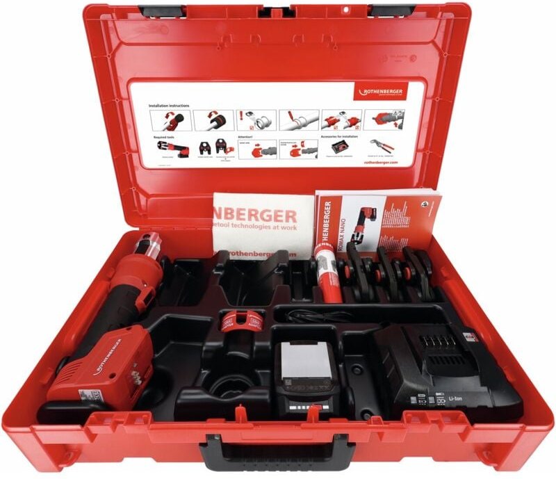 Rothenberger - romax nano iJAWs Set, th, 16-20-26mm, cas, 1x 2,0 Ah und Ladegerät im rocase