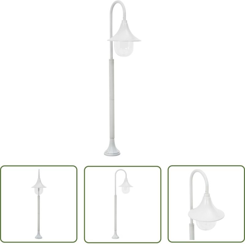 The Living Store - Garten-Pollerleuchte E27 120 cm Aluminium Weiß - Gartenleuchte - LED-Lampe - Außeleuchte - Poollicht ...