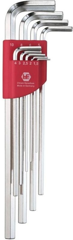 Hafu - Sechskant Stiftschlüssel-Satz extra lang ISO2936 im Clip Gr. 1,5-10mm 9-tlg