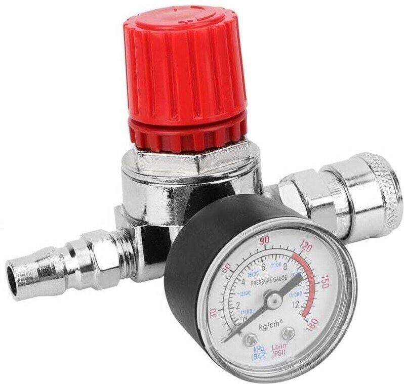 Druckregler-Steuerventil mit Manometer, Stecker/Buchse, Sicherheitsventil-Anschlussset für Luftkompressor, Druckregler m...