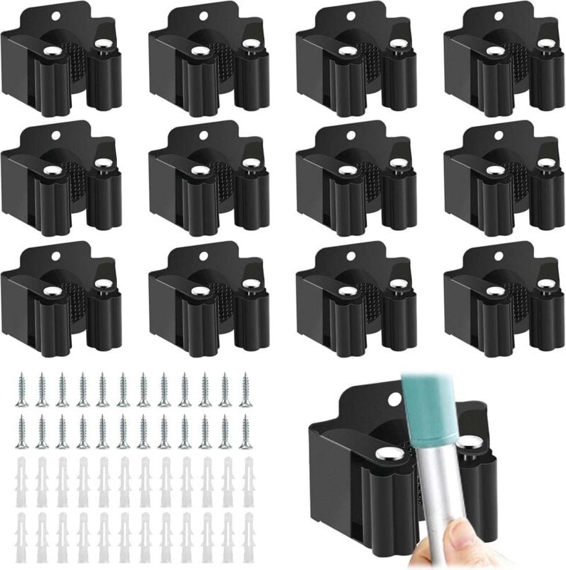 Set mit 12 Wandhalterungen, Wandbesenhalter, Wandhalterung, Werkzeughalter, Werkzeughalter zum Aufhängen von Gartengerät...