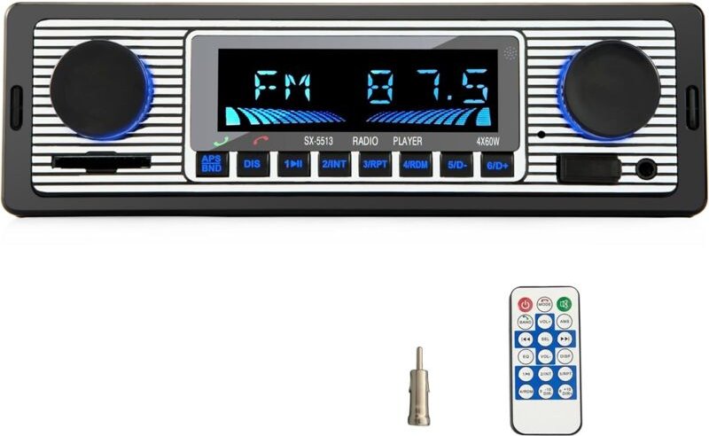 Bluetooth 5.0 Autoradio, 1-DIN-Autoradio mit Freisprechfunktion für 9-12V FM-Radio, unterstützt 2 USB/AUX/SD/TF/MP3-Eing...