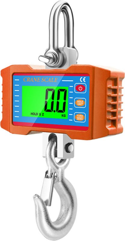 Bilancia digitale a sospensione, gru da 1000 kg, per impieghi gravosi di livello industriale con display LCD retroillumi...