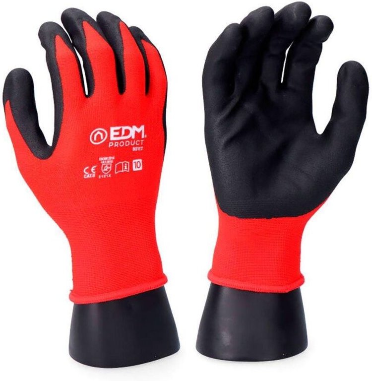 EDM - Nitrilbeschichteter mechanischer Industriehandschuh aus Nylon/Lycra, geeignet für Touchscreen der Größe 8