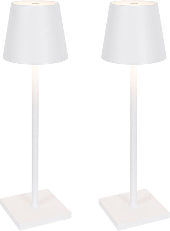 Set mit 2 Outdoor-Tischleuchten weiß inkl. led und wiederaufladbarem Dimmer - Janet