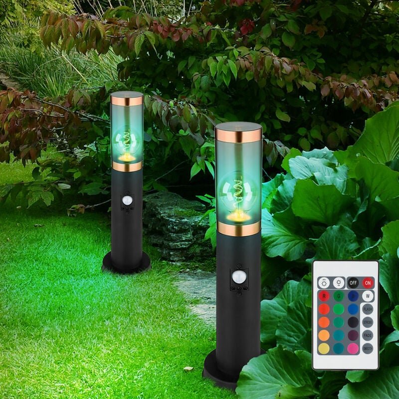 Standleuchte Außenbeleuchtung dimmbar mit Fernbedienung rauch Kupfer Außen mit Bewegungsmelder Garten Stehlampe, Edelsta...