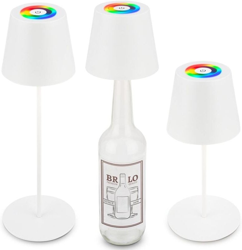 Briloner - 3 in 1 rgbw led Tischlampe kabellos IP44 Flaschenleuchte Aussen/Innen Akku